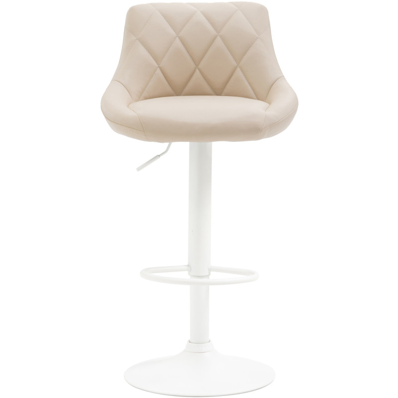 Tabouret de bar moderne chic en Polyuréthane Blanc crème Métal Blanc Zerion - 2