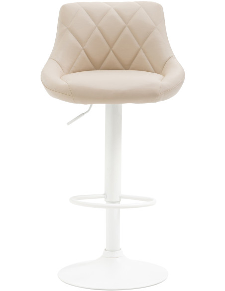Tabouret de bar moderne chic en Polyuréthane Blanc crème Métal Blanc Zerion - 2