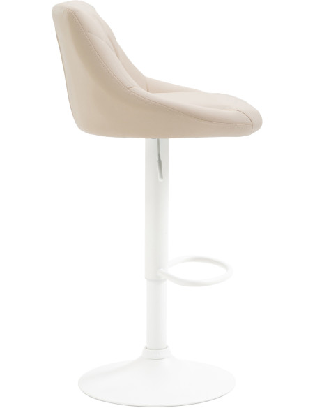 Tabouret de bar moderne chic en Polyuréthane Blanc crème Métal Blanc Zerion - 3