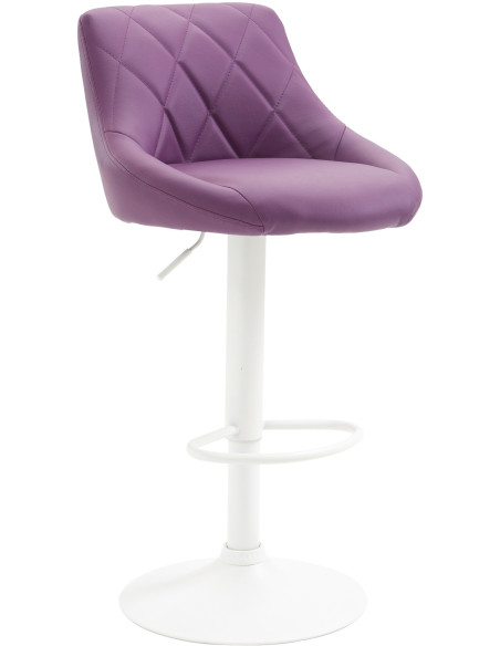 Tabouret de bar moderne chic en Polyuréthane Violet Métal Blanc Zerion - 1