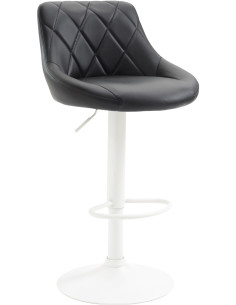 Tabouret de bar moderne chic en Polyuréthane Noir Métal Blanc Zerion - 1