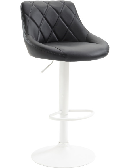 Tabouret de bar moderne chic en Polyuréthane Noir Métal Blanc Zerion - 1