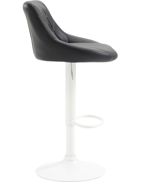 Tabouret de bar moderne chic en Polyuréthane Noir Métal Blanc Zerion - 3
