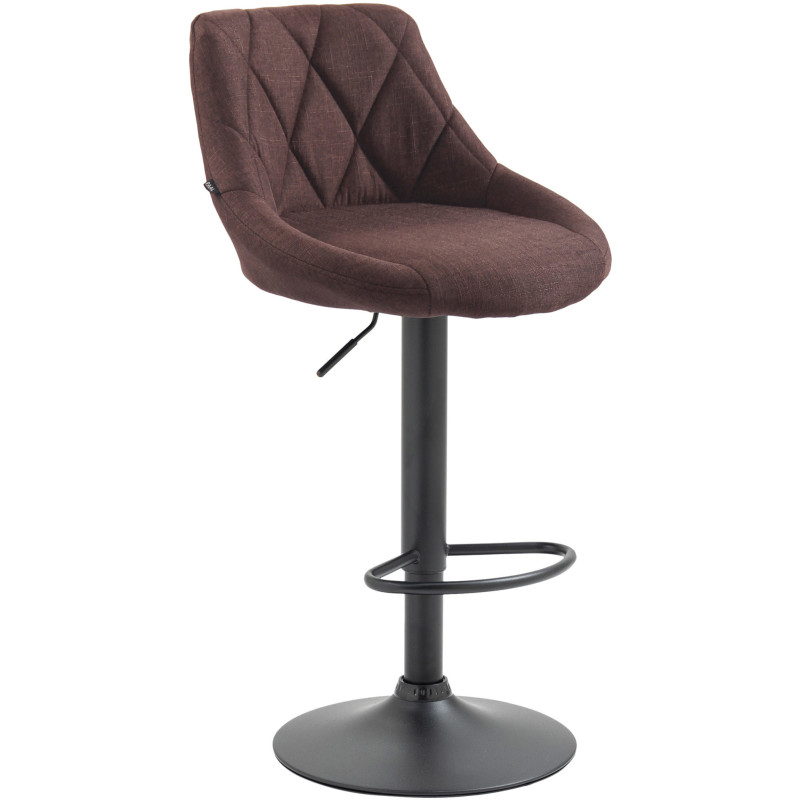 Tabouret de bar moderne chic en Tissu Marron Métal Noir Zerion - 1