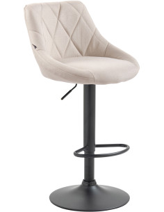 Tabouret de bar moderne chic en Tissu Blanc crème Métal Noir Zerion - 1