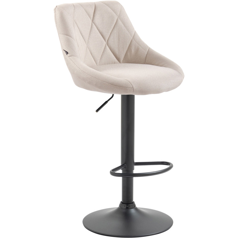 Tabouret de bar moderne chic en Tissu Blanc crème Métal Noir Zerion - 1