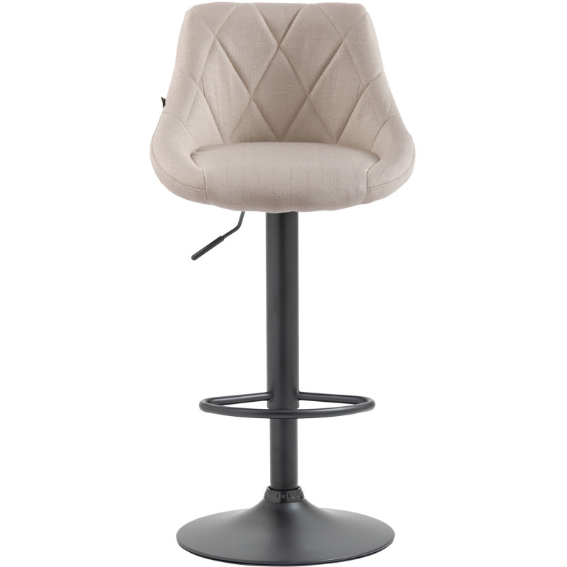 Tabouret de bar moderne chic en Tissu Blanc crème Métal Noir Zerion - 2