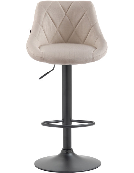 Tabouret de bar moderne chic en Tissu Blanc crème Métal Noir Zerion - 2