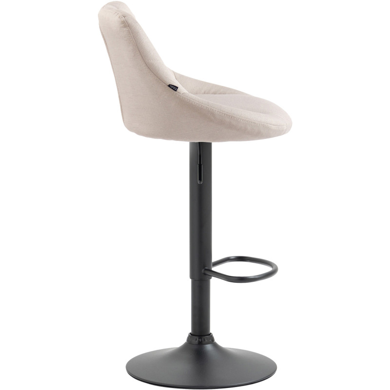 Tabouret de bar moderne chic en Tissu Blanc crème Métal Noir Zerion - 3