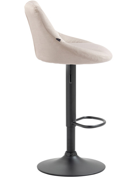 Tabouret de bar moderne chic en Tissu Blanc crème Métal Noir Zerion - 3