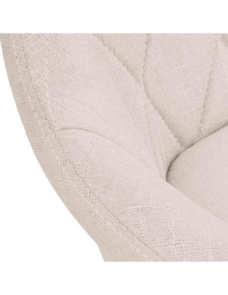 Tabouret de bar moderne chic en Tissu Blanc crème Métal Noir Zerion - 5