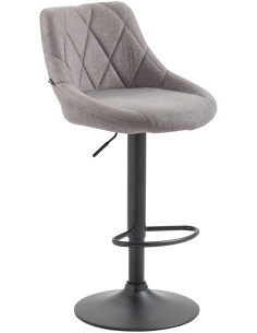 Tabouret de bar moderne chic en Tissu Gris Métal Noir Zerion - 1