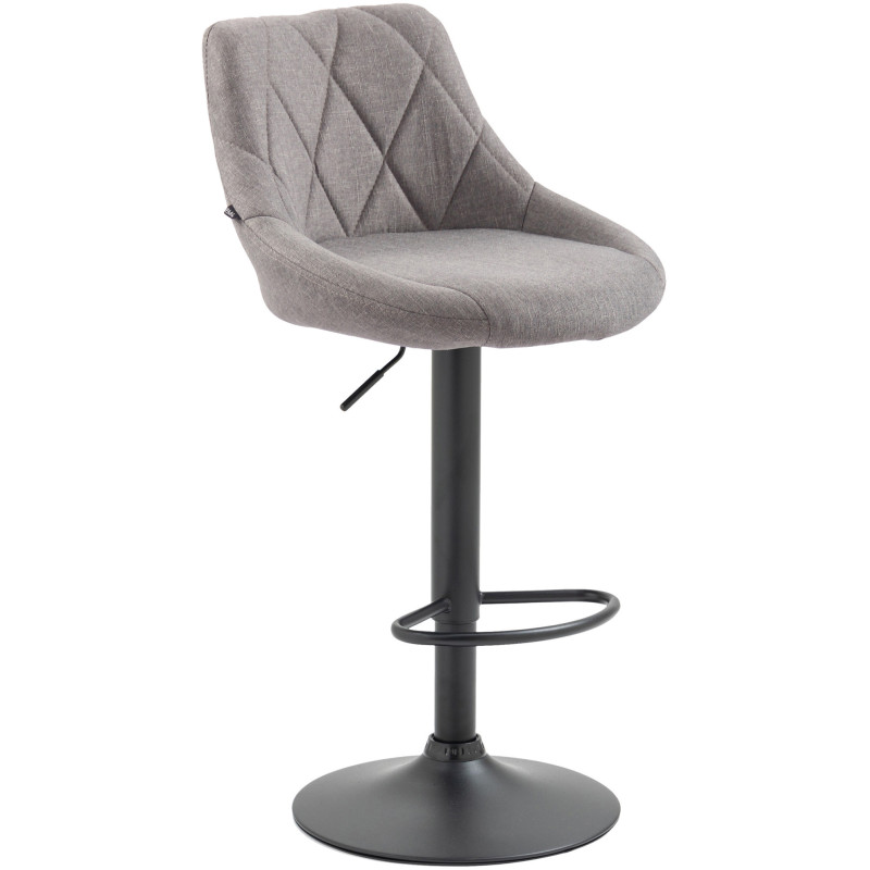 Tabouret de bar moderne chic en Tissu Gris Métal Noir Zerion - 1