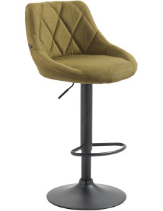 Tabouret de bar moderne chic en Tissu Vert Métal Noir Zerion - 1