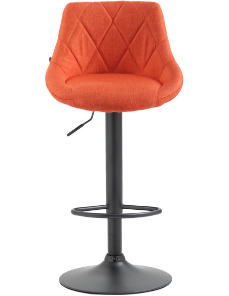 Tabouret de bar moderne chic en Tissu Orange Métal Noir Zerion - 2