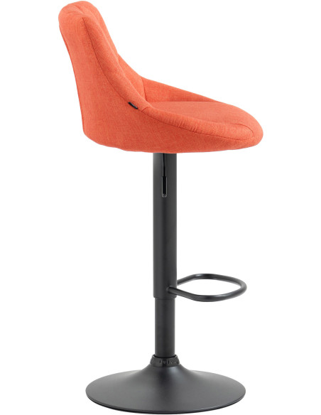 Tabouret de bar moderne chic en Tissu Orange Métal Noir Zerion - 3