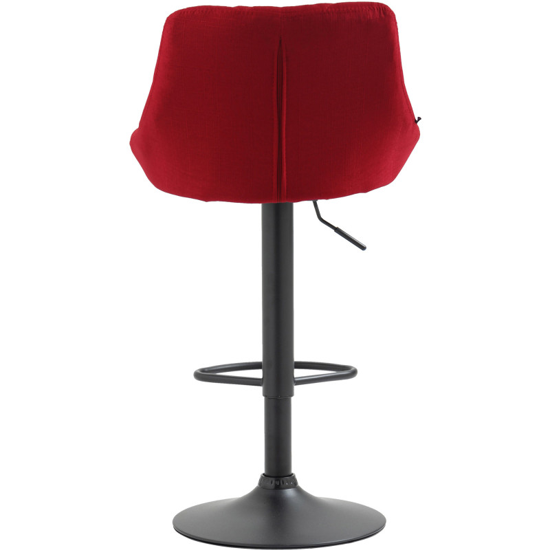 Tabouret de bar moderne chic en Tissu Rouge Métal Noir Zerion - 4