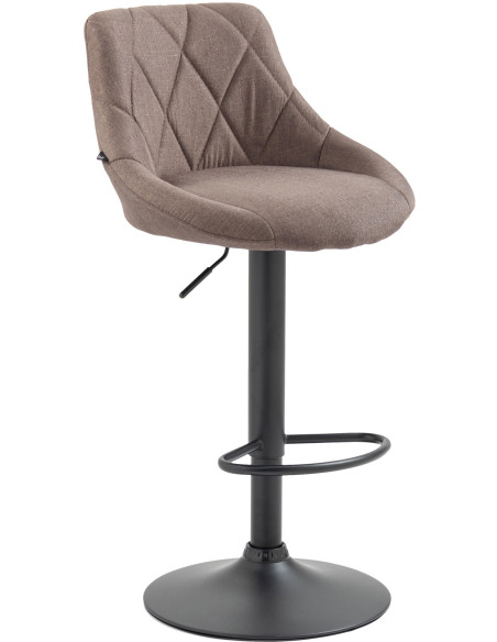 Tabouret de bar moderne chic en Tissu Taupe Métal Noir Zerion - 1