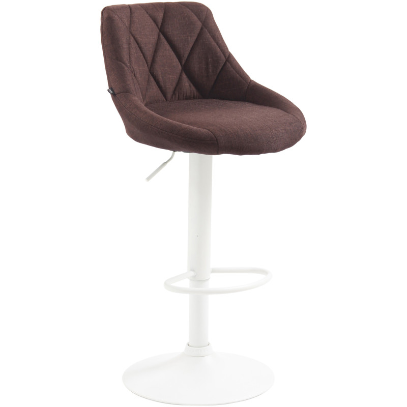 Tabouret de bar moderne chic en Tissu Marron Métal Blanc Zerion - 1