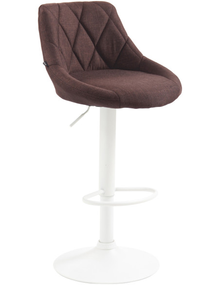 Tabouret de bar moderne chic en Tissu Marron Métal Blanc Zerion - 1