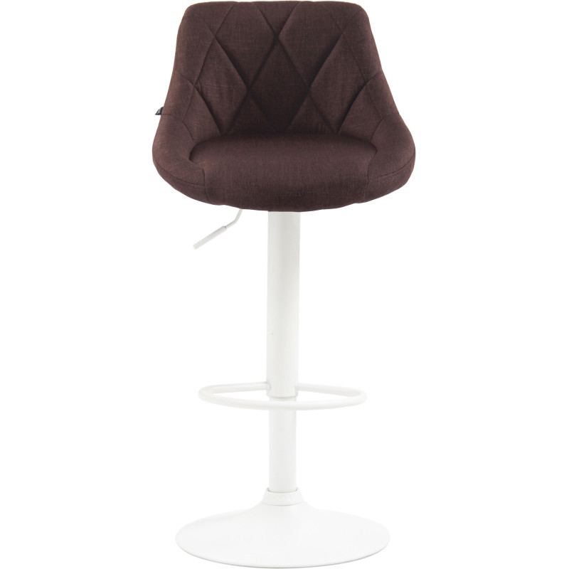 Tabouret de bar moderne chic en Tissu Marron Métal Blanc Zerion - 2