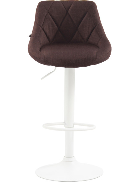 Tabouret de bar moderne chic en Tissu Marron Métal Blanc Zerion - 2