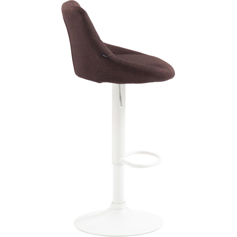 Tabouret de bar moderne chic en Tissu Marron Métal Blanc Zerion - 3