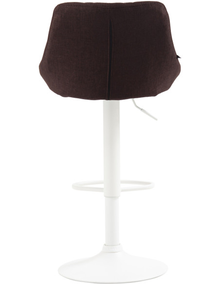 Tabouret de bar moderne chic en Tissu Marron Métal Blanc Zerion - 4