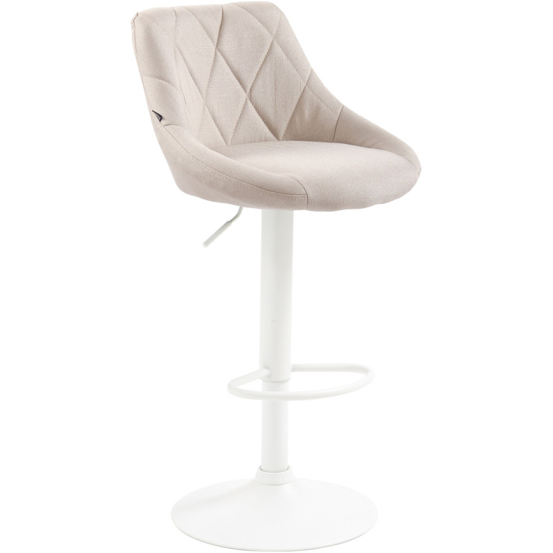 Tabouret de bar moderne chic en Tissu Blanc crème Métal Blanc Zerion - 1