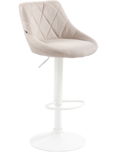Tabouret de bar moderne chic en Tissu Blanc crème Métal Blanc Zerion - 1