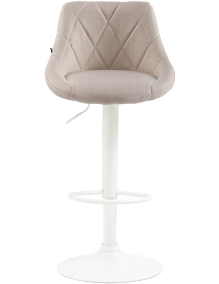 Tabouret de bar moderne chic en Tissu Blanc crème Métal Blanc Zerion - 2