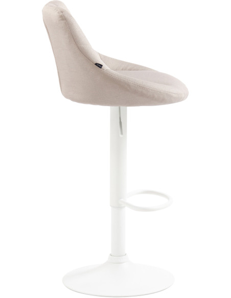 Tabouret de bar moderne chic en Tissu Blanc crème Métal Blanc Zerion - 3
