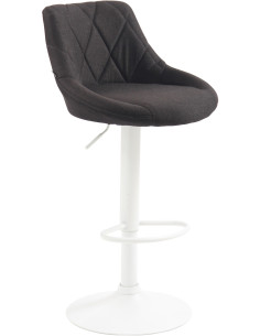 Tabouret de bar moderne chic en Tissu Gris foncé Métal Blanc Zerion - 1