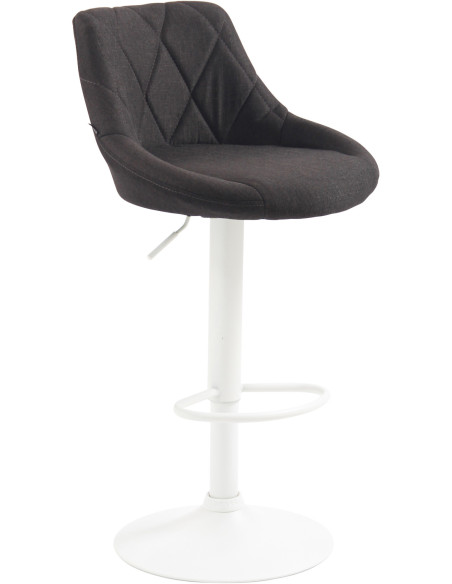 Tabouret de bar moderne chic en Tissu Gris foncé Métal Blanc Zerion - 1