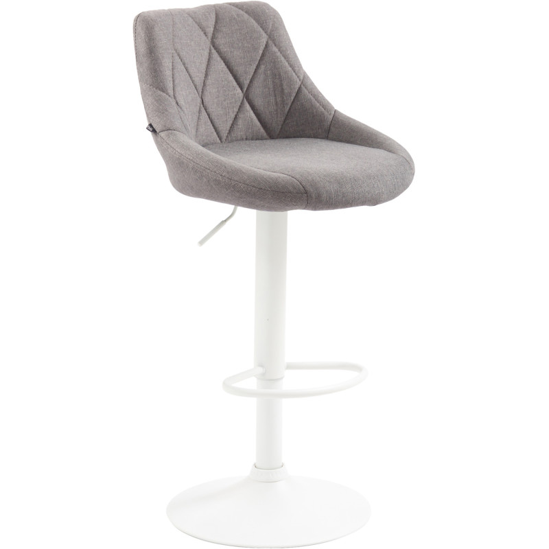 Tabouret de bar moderne chic en Tissu Gris Métal Blanc Zerion - 1