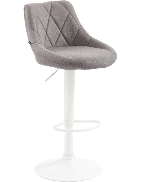 Tabouret de bar moderne chic en Tissu Gris Métal Blanc Zerion - 1