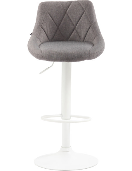 Tabouret de bar moderne chic en Tissu Gris Métal Blanc Zerion - 2