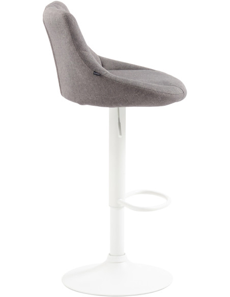 Tabouret de bar moderne chic en Tissu Gris Métal Blanc Zerion - 3