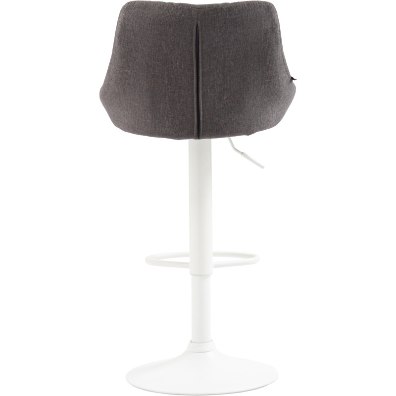 Tabouret de bar moderne chic en Tissu Gris Métal Blanc Zerion - 4