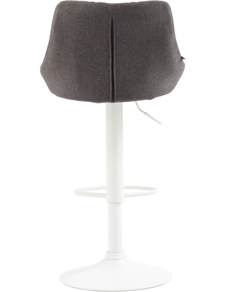 Tabouret de bar moderne chic en Tissu Gris Métal Blanc Zerion - 4