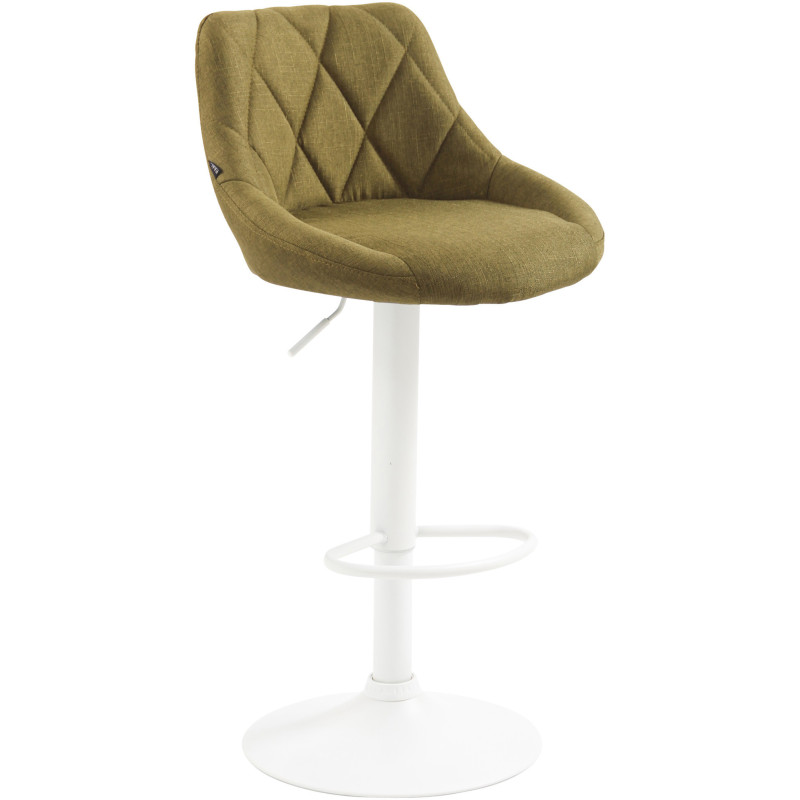 Tabouret de bar moderne chic en Tissu Vert Métal Blanc Zerion - 1