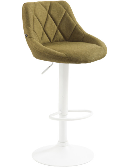 Tabouret de bar moderne chic en Tissu Vert Métal Blanc Zerion - 1