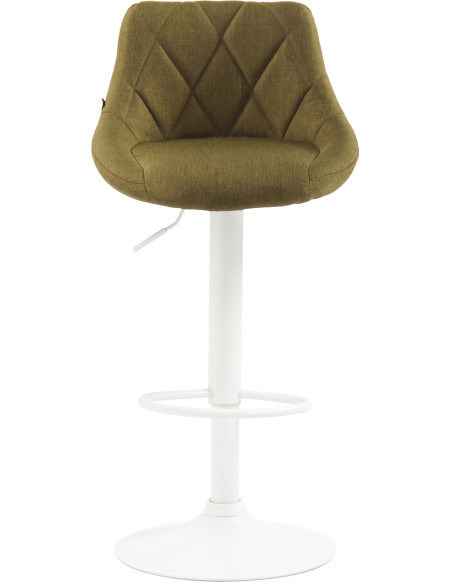 Tabouret de bar moderne chic en Tissu Vert Métal Blanc Zerion - 2