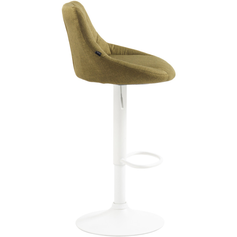 Tabouret de bar moderne chic en Tissu Vert Métal Blanc Zerion - 3