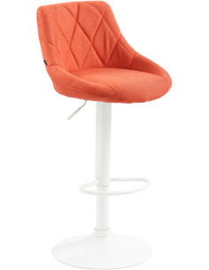 Tabouret de bar moderne chic en Tissu Orange Métal Blanc Zerion - 1