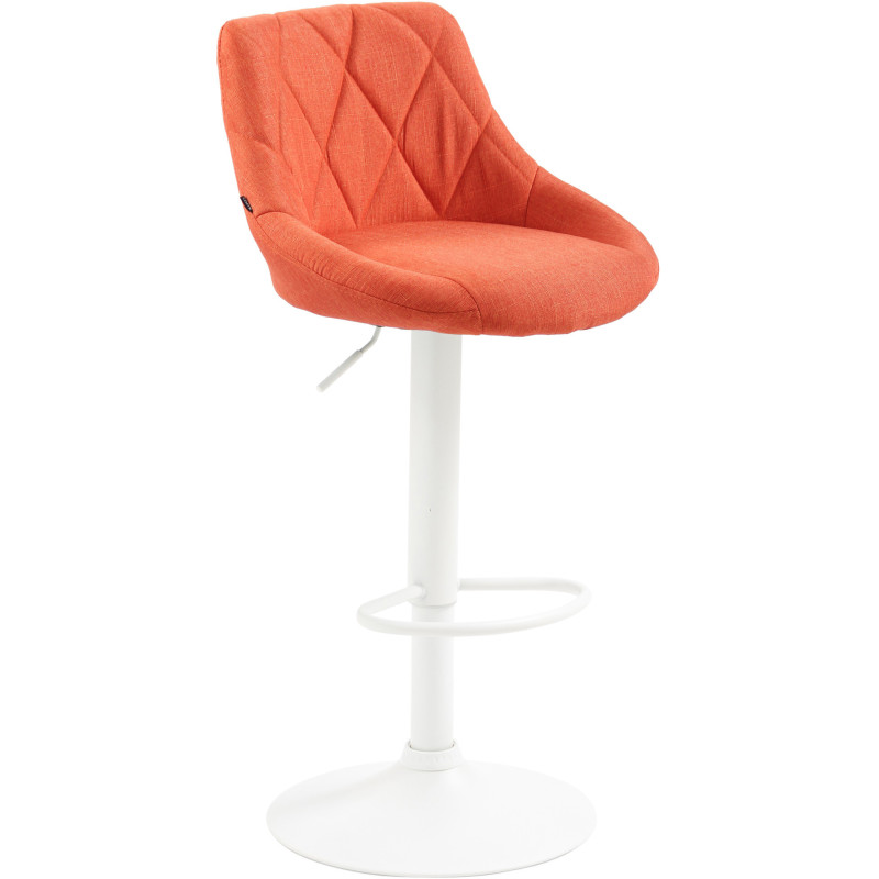 Tabouret de bar moderne chic en Tissu Orange Métal Blanc Zerion - 1