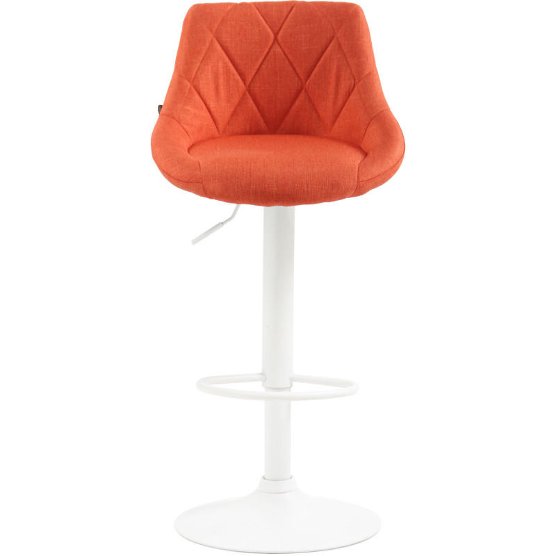 Tabouret de bar moderne chic en Tissu Orange Métal Blanc Zerion - 2