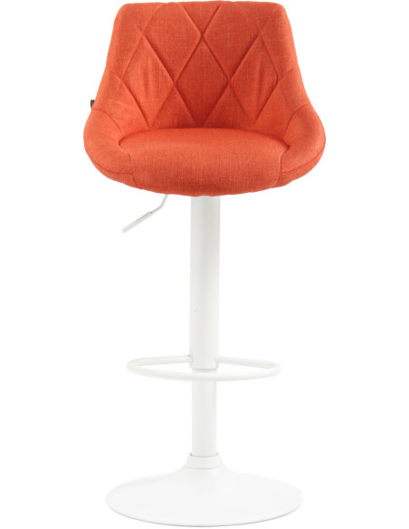 Tabouret de bar moderne chic en Tissu Orange Métal Blanc Zerion - 2