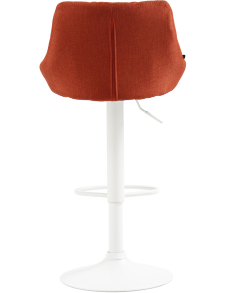 Tabouret de bar moderne chic en Tissu Orange Métal Blanc Zerion - 4
