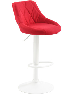 Tabouret de bar moderne chic en Tissu Rouge Métal Blanc Zerion - 1